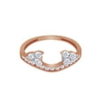 thumbnail image 1 of Round White Cubic Zirconia Three Stone Enhancer Guard Ring 10k Rose Gold Ring Size - 8.5, 1 of 3