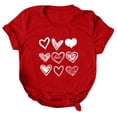 thumbnail image 4 of Fvwitlyh T-Shirts pour Femmes Coupe Ample Mode Femmes Décontracté Bouton Imprimé Floral Col Rond Manches Courtes T-Shirt Blouse Hauts Rouge,P, 4 of 5