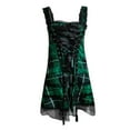 thumbnail image 3 of TMOYZQ Women's Lace Trim Plaid Sleeveless Lace-Up Corset A-Line Mini Dress Gothic Short Dress Club Party Cocktail Dresses Halloween Steampunk Clubwear, 3 of 3