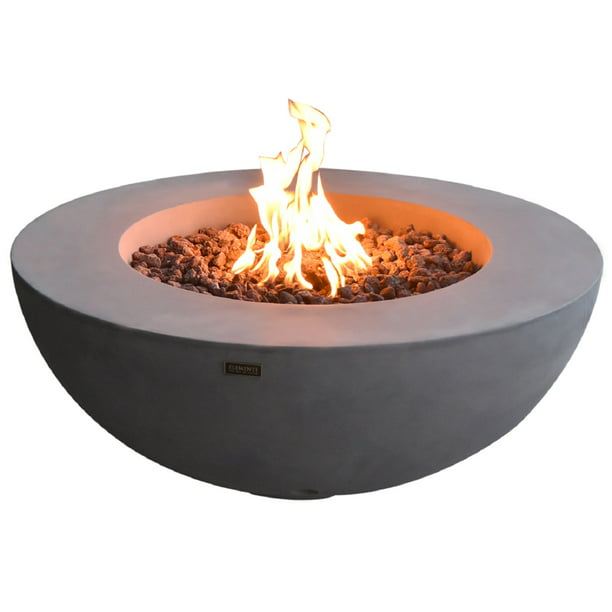 Elementi Outdoor Lunar Fire Bowl 42, Propane Fire Pit With Glass Rocks