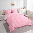 thumbnail image 3 of Manfei Cartoon Cute Ribbon Bedding Comforter Set 7pcs, Girly Pink Bowknot Queen Bedding Sets, Teens Boys Girls Kids Reversible Queen Sheet Sets, Ultra Soft Home Decor, 3 of 7