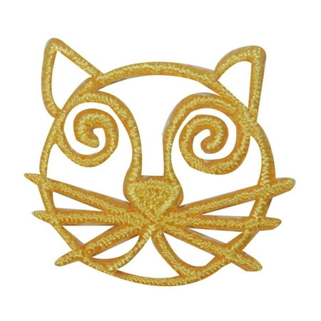 Embroidered Emblems - ID 3036D Cat Face Emblem Patch Kitten Symbol Craft Embroidered Iron On Applique
