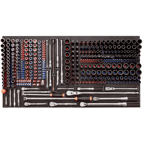 Tool Grid Tlg-Socketbdl400 Metric & Sae Toolgrid Holder Bundle For 0.25, 0.38 & 0.5 In. Drive Tools, Red & Black Multicolor