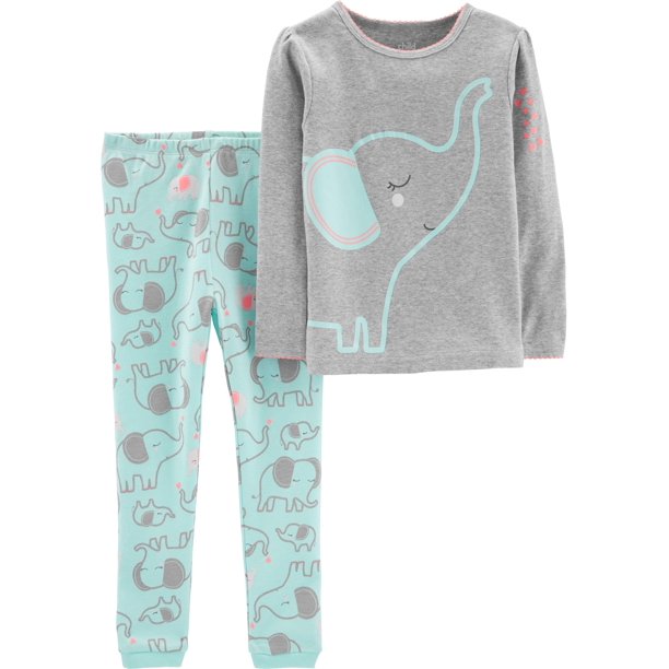 Child of Mine by Carter's Long Sleeve Cotton Tight Fit Pajamas, 2pc Set (Baby Girls & Toddler