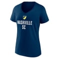 thumbnail image 2 of Women's Navy Nashville SC Shielded Logo V-Neck T-Shirt, 2 of 3