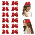 thumbnail image 3 of southwit 12 PCS 6" Big Hand-made Grosgrain Ribbon Hair Bow Alligator Clips Hair Accessories for Little Teen Toddler Girls - Red, 3 of 5
