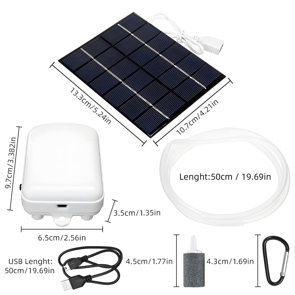solar air Aerators Solar Pond Aerator with Air Pump 2000mA Backup Battery Aquarium Oxygen Aerator Air Pump with Pipe Air Bubble Stones for Garden Fish Tank Pool Pond Landscape Decoration