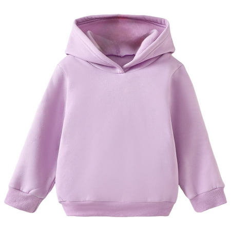 yocbz Toddler Baby Fleece Pullover Hoodie Cute Sweatshirts Boys Girls Cotton Solid Tops Fall Outwear Coat Purple 3-4 Years