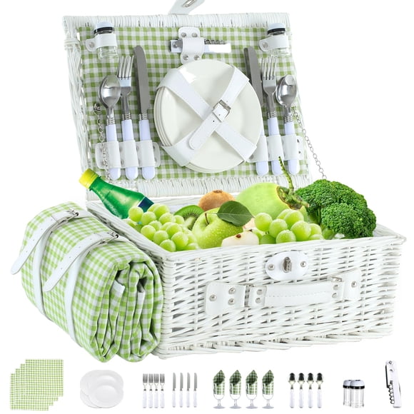 Cesta de Picnic de Mimbre Neti Neti para 4 personas con Enfriador y Manta