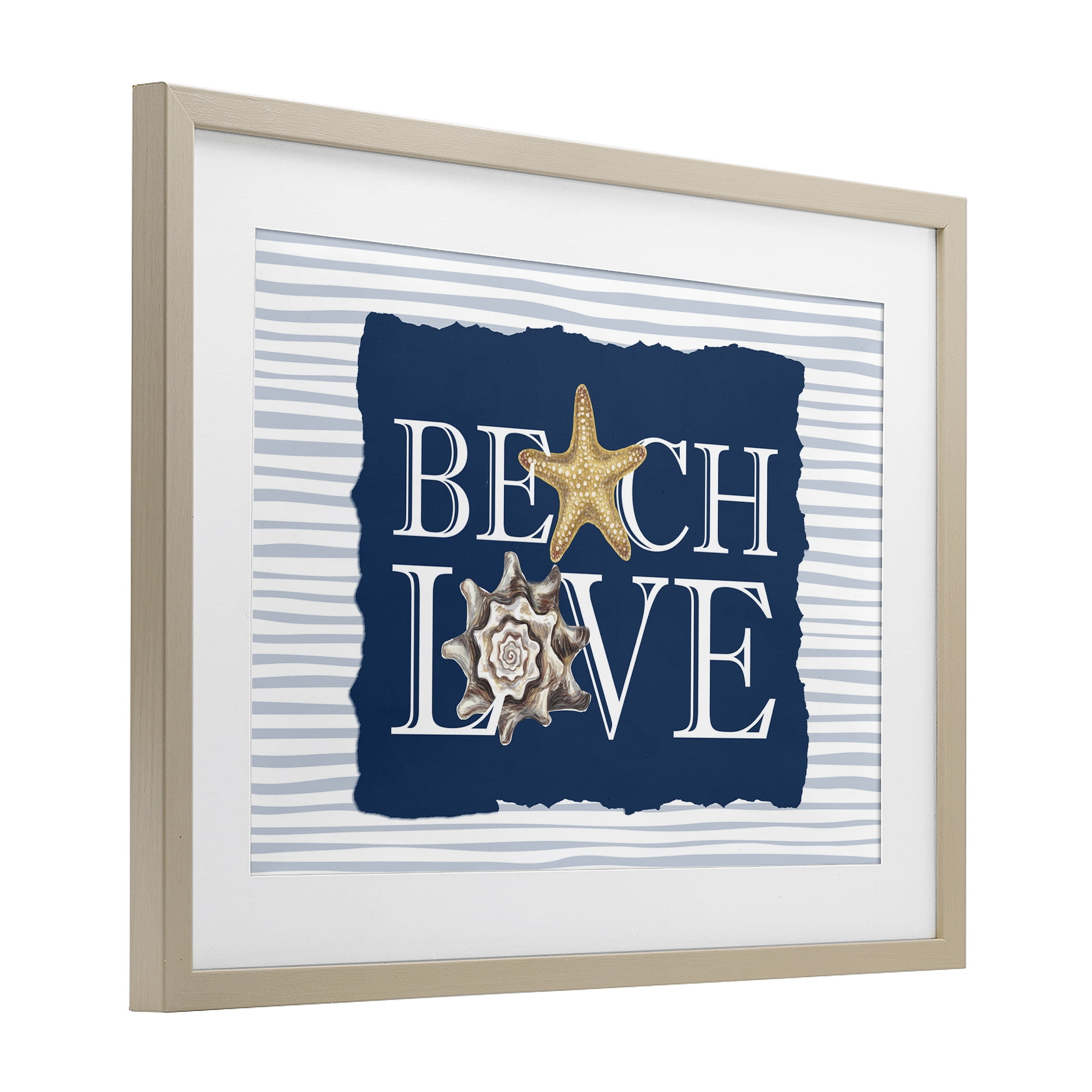 Stupell Industries Beach Love Seashells Birch Framed Print Under Glass, design by Kim Allen