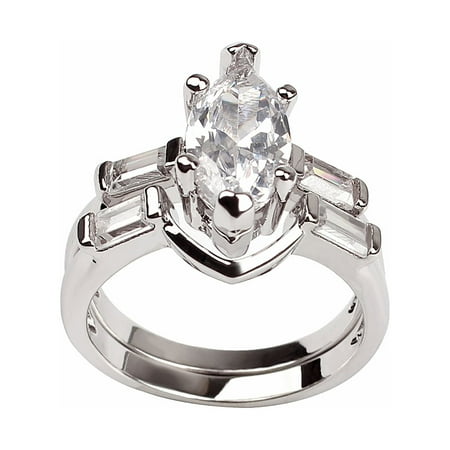 Nicole Wedding Ring Set for Women Marquise Baguette Cz Engagement Ring and Band by Ginger Lyne