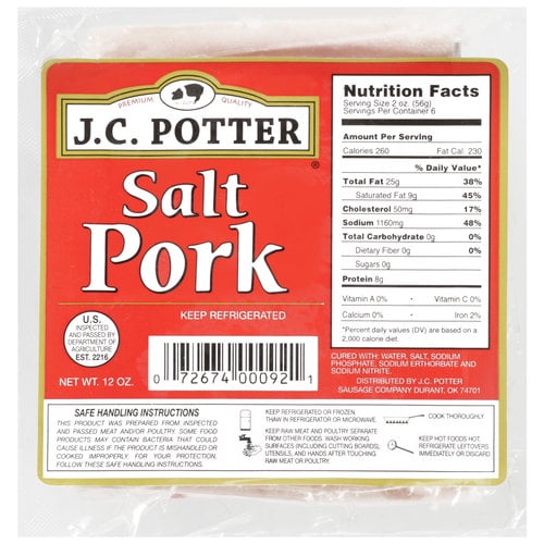 J. C. Potter Salt Pork, 12 oz