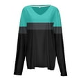 thumbnail image 4 of Spring Tops For Women Summer Color Block V Neck Long Sleeve Loose Casual Fashion St Patricks Day Shirt Underwear Sportwear,Green,XXL, 4 of 5