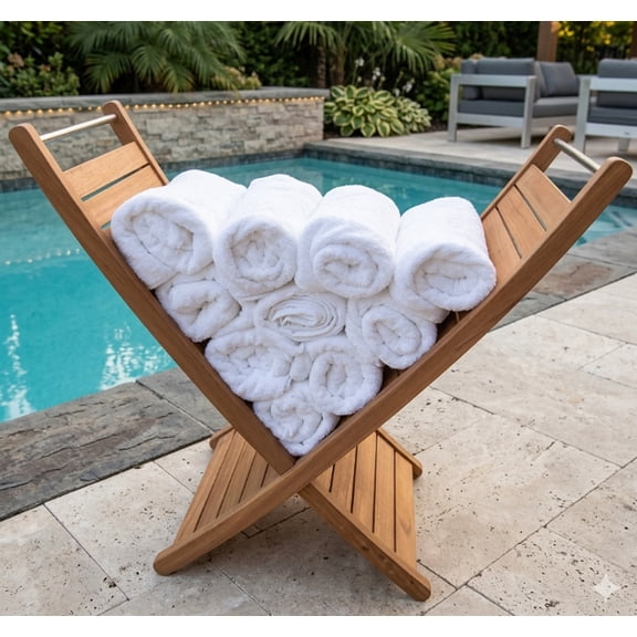 Wholesale Teak Outdoor Freestanding Towel Holder, Brown