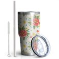 thumbnail image 2 of 30oz Pioneer Flower Floral Print Pattern Tumbler, Double Wall Vacuum Insulated Cup, BPA-Free Leak Proof Lid & Reusable Straws, Hot 12h, Cold 34h, 2 of 6
