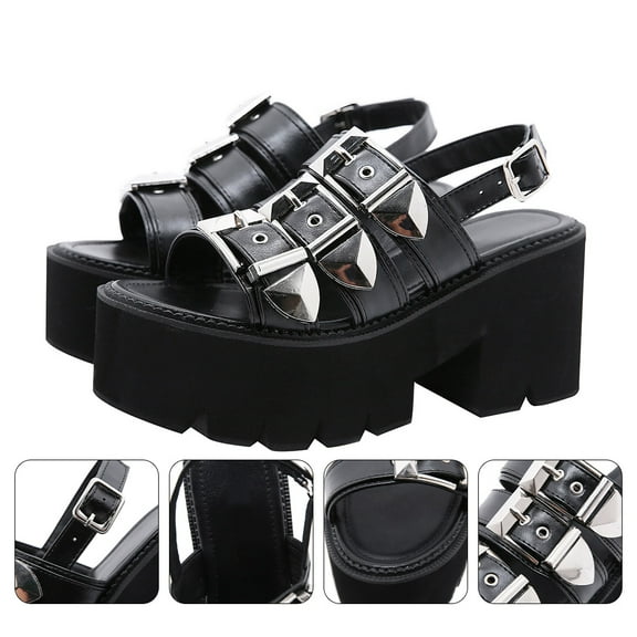 TAILTOSS 1 Pair of Black Microfiber Sandals for Women with Cool Style and Open Toe
