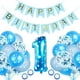 thumbnail image 1 of Decoración cumpleaños 1 año niño, decoración 1er cumpleaños, globo azul confeti para 1er cumpleaños fiesta cumpleaños infantil Feliz cumpleaños decoración primer cumpleaños Xemadio LN-2493-1, 1 of 6