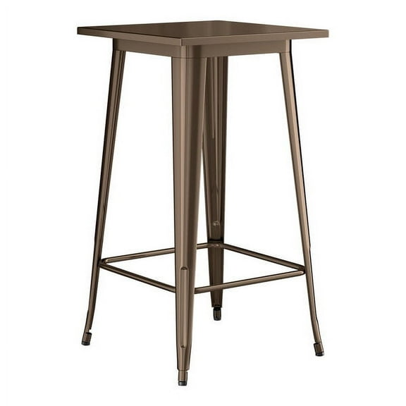 24" Square All Weather Copper Metal Restaurant Patio Bar Height Table For Indoor or Outdoor Use