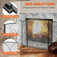 thumbnail image 3 of KFFKFF 48"x30.2" Fireplace Screen 3-Panel Iron Mesh Spark Guard Vintage Black, 3 of 9
