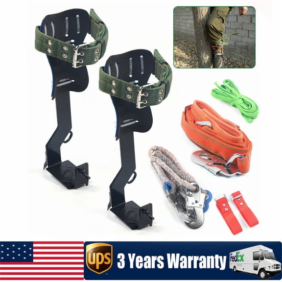 DENEST Tree Climbing Spike Set Pole Climbing Spurs w/ Rope Climber Adjustable Long!