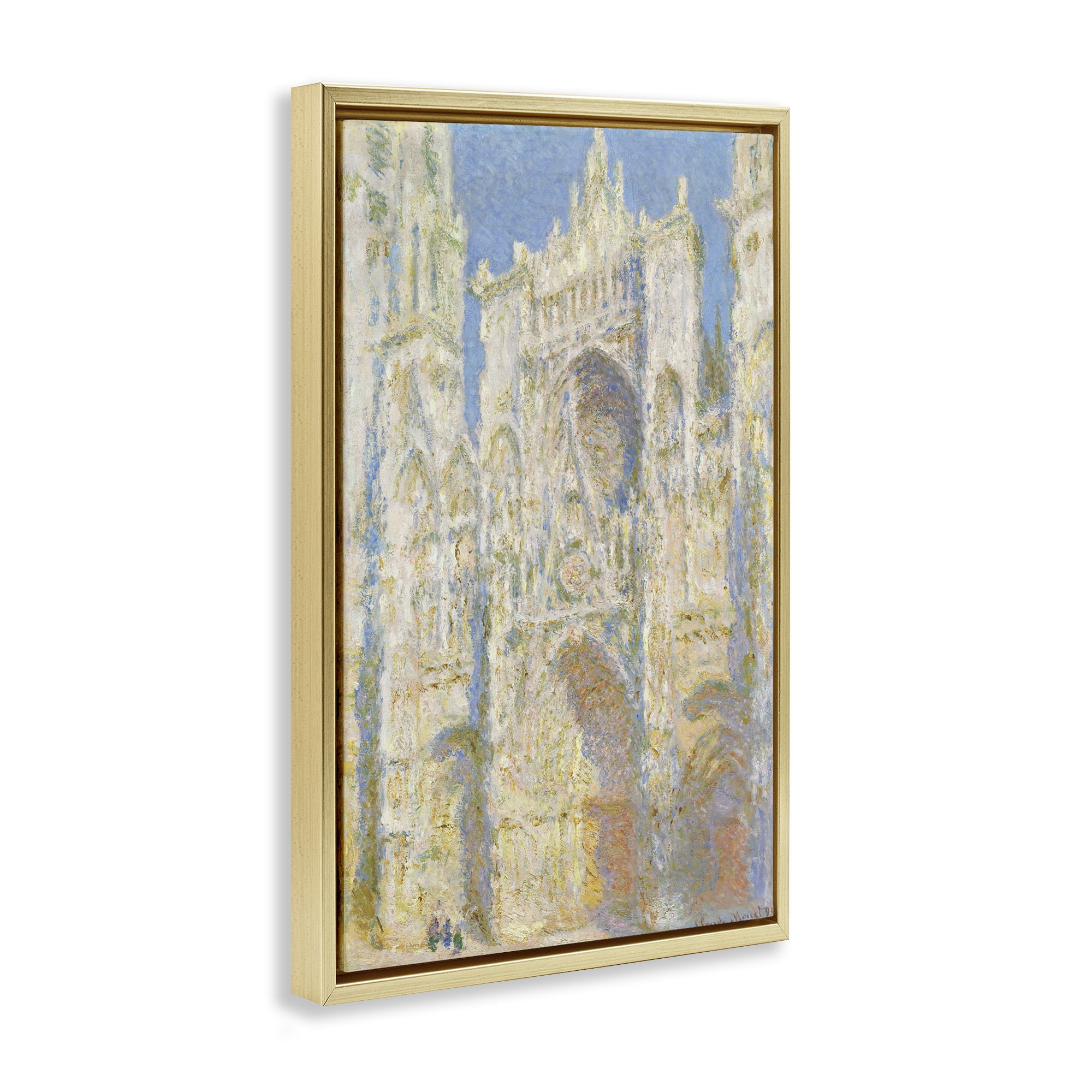 Stupell Industries Classic Monet Cathedral Façade Buildings & Architecture Painting Gold Floater Framed Canvas Art Print Wall Art, 17 x 25