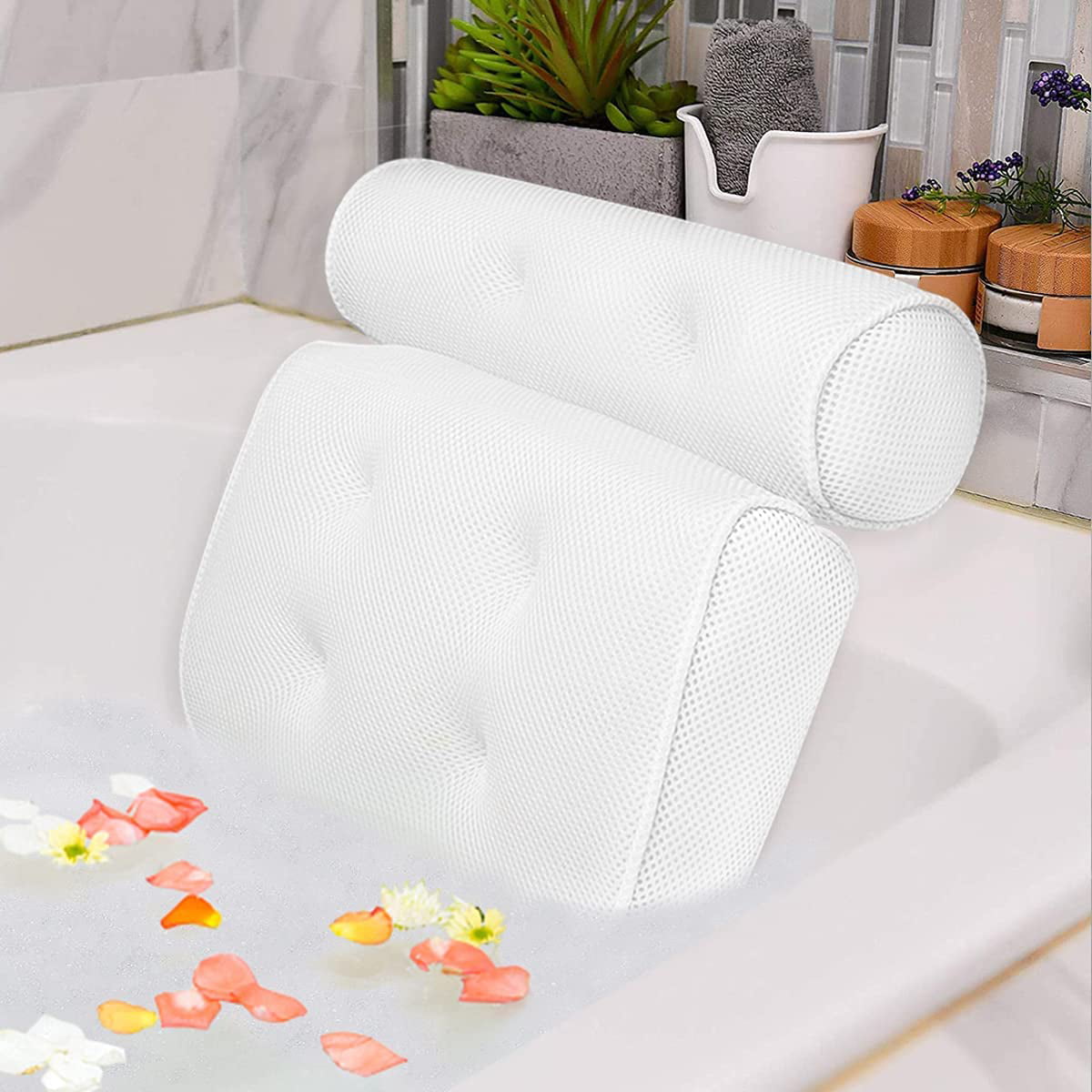Cups Back Support Head Rest Bath Pillow Non-Slip Cushion Tub Accersories 