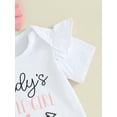 thumbnail image 6 of Baby Girl Summer Outfits Letter Print Short Sleeve Rompers Bowknot Shorts Headband 3Pcs Clothes Set, 6 of 8