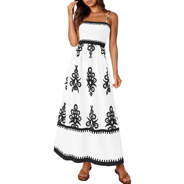Vestido PRETTYGARDEN 2025 Floral Boho Maxi Blanco XL