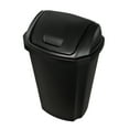 Hefty 13.5 gal Plastic Kitchen Swing Top Trash Can, Black