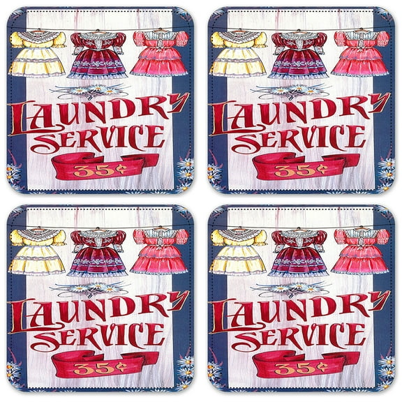 Vinyl Drink Coasters - Set of 4 - Laundry Service