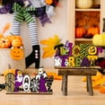 thumbnail image 1 of CHAO Juego de 2 decoraciones de madera para Halloween, fantasma festivo, decoración creativa de fantasma, decoración de calabaza con alfabeto de madera, 1 of 5