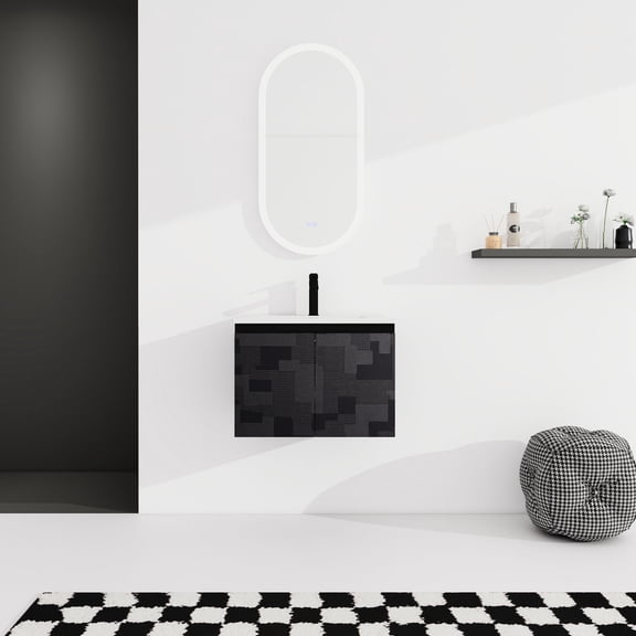24-inch Wall-Mounted Modern Bathroom Vanity with 2 Soft-Close Doors, Ceramic Sink - Create a Luxury and Organized Bathroom Space