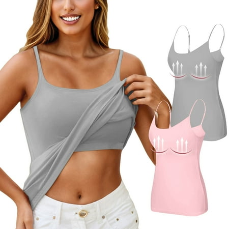 Nokdvo 2PC Yoga Racerback Tank Top for Women with Built in Bra Women s Padded Sports Bra Fitness Workout Running Shirts 4XL