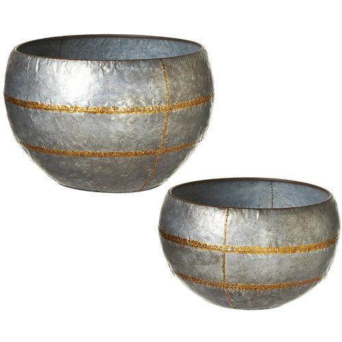 CBK Outdoor Living Oversized Galvanized 2 Piece Cachepot Set by Diva At Home