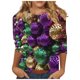 thumbnail image 2 of RKSTN Mardi Gras 3/4 Sleeve T Shirts for Women Top Oversized Crewneck Carnival Mask Print 3/4 Length Sleeve Shirt Womens Casual Round Neck Mask Tuesday Carnival Party Three Quarter Sleeve Tee Shirt, 2 of 5