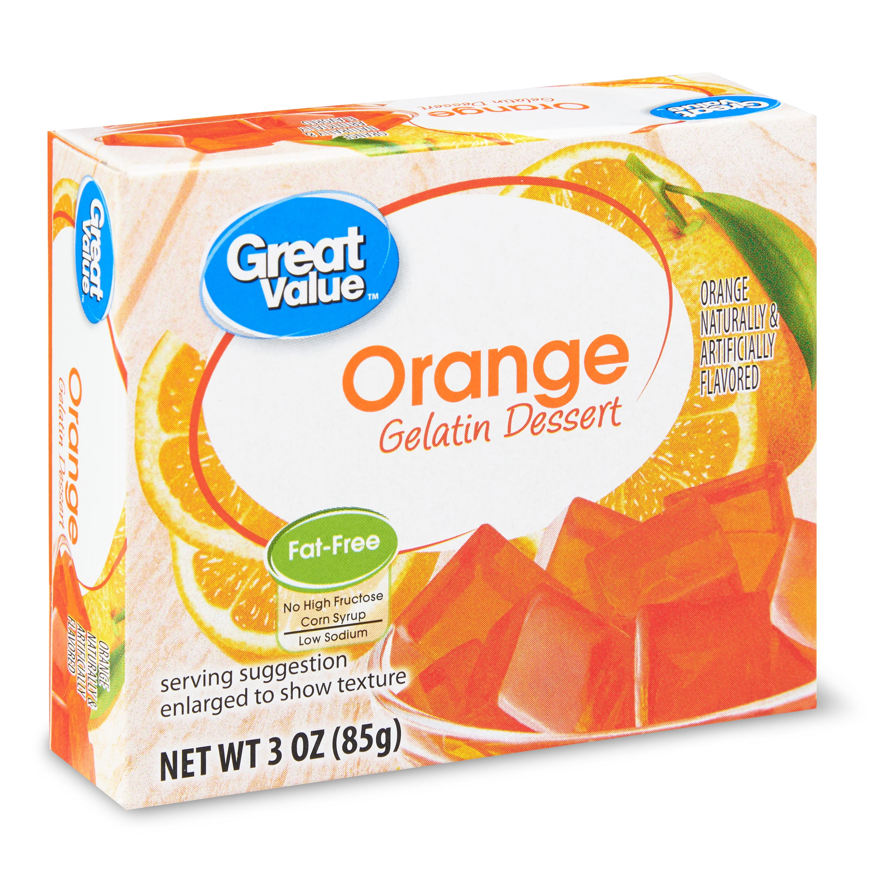 Great Value Orange Gelatin Dessert, 3 oz