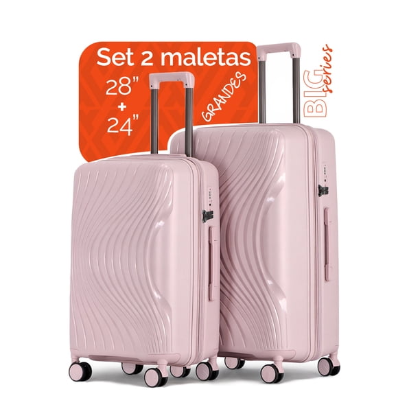 Maletas de viaje grandes de polipropileno con cierre premium YKK BIG series set 2 piezas 28”+ 24” capacidad 25kg cierre expandible candado de alta seguridad TSA LOCK Armored Travel KUNZITE