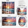 thumbnail image 2 of Ocean 4 Pcs Shower Curtain Set Beach Tropical Palm Tree Sunset Coastal Scenery Sea Wave Sunset Bathroom Decor Bath Curtain with Rugs Toilet Lid Cover Bath Mat, 72x72 Inch, 2 of 4