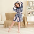 thumbnail image 3 of FORMRS Niños Bathrobe Unisex Hooded Robe Soft Plush Pajamas Sleepwear, Size 7-9T, Dark Cubes, 3 of 7