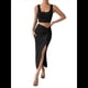 thumbnail image 2 of Top Corto con Falda, Falda Midi con Abertura para Mujer, Conjunto de Dos Piezas, Falda y Camiseta Sin Mangas Negra M, 2 of 6