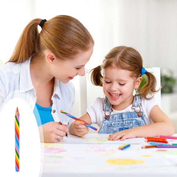 Lápiz de color 4 en 1 con sacapuntas incorporado | Lápiz de madera multicolor para dibujar y dibujar para niños | Núcleo de grafito arcoíris seguro y no tóxico | Ideal para tareas escolares,