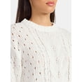 thumbnail image 4 of Time and Tru Women's Cable Knit Pullover Sweater with Long Sleeves, Midweight, Sizes XS-XXXL, 4 of 5