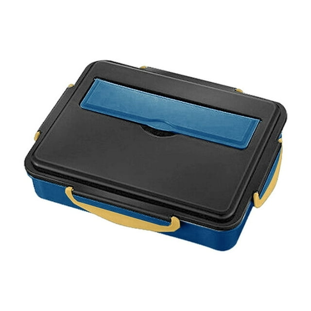 Maplenight 1.5L Stainless Steel Lunch Box for Student/Men/Women with 5 Compartments for Office Workers & Students - 304 Stainless Steel & PET, 28.5x22x7cm - Microwave, Oven & Hot Water Safe Dark Blue
