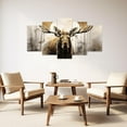 thumbnail image 3 of ZHONGYUTONG Moose Canvas Wall Art 5 Piece Abstract Wildlife Painting Print Vintage Elk Deer Pictures Rustic Cabin Farmhouse Wall Decor Framed (16"x24"x2 16"x32"x2 16"x40"x1), 3 of 6
