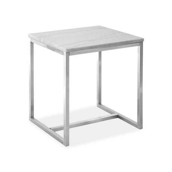 Magnussen Home Esme White Marble And Brushed Nickel Rectangular End Table