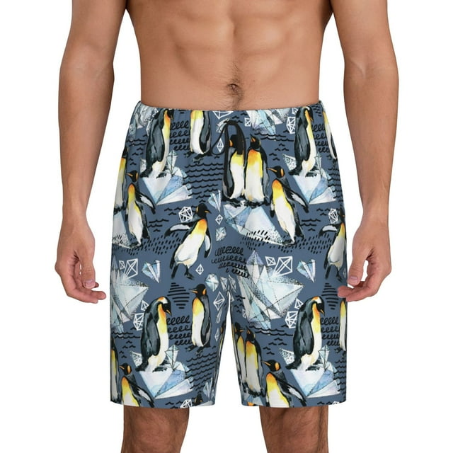 Fotbe Penguin Arctic Adventure Pantalones Cortos de Pijama para Hombre, Ropa de Dormir, Pantalones de Pijama Cortos para Hombre-XX-Large