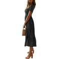 thumbnail image 3 of DYMADE Women Boho Floral Print Summer Short Sleeve Midi Dress, 3 of 4