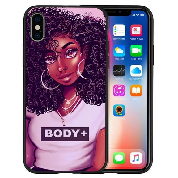 Holikmiko Fashion Black Girl iPhone 7/8 Case Anti-Slip Drop with Soft TPU Bumper Pattern Design Case for iPhone