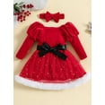 thumbnail image 3 of Zehjuhan Toddler Baby Girl Christmas Dress Stars Patchwork Red Princess Tulle Dress with Bow Headband Christmas Outfit Cosplay Party, 3 of 7