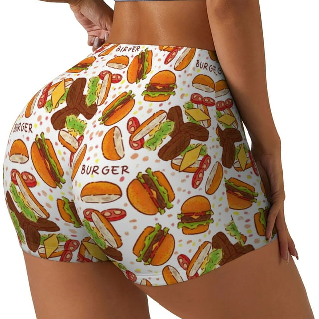 Fotbe Burger Shorts Sin Costuras – Shorts Deportivos de Cintura Alta para Mujer, Elásticos para Gimnasio, Yoga, Running o Ciclismo-Large